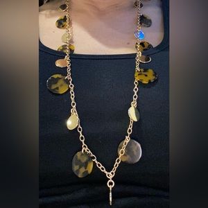 J.Crew Cheetah + Gold Tile Charm Necklace